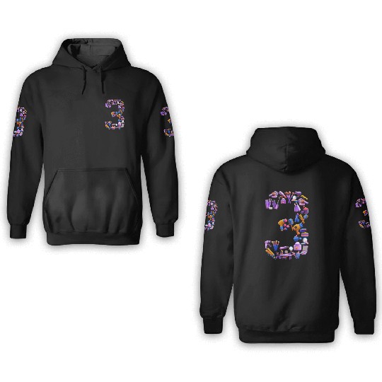 Number 3 Makeup Set Girls 3 Year Old 3rd Birthday 3D Hoodies