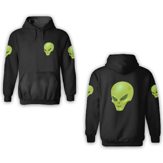 alien , green, skull 3D Hoodies