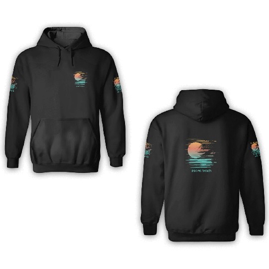Artistic Pacific Beach Beach California Palm Tree 3D Hoodies