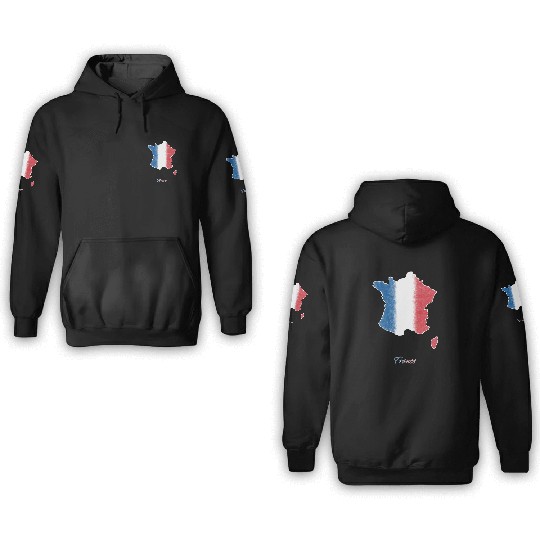 Stylized France Map 3D Hoodies