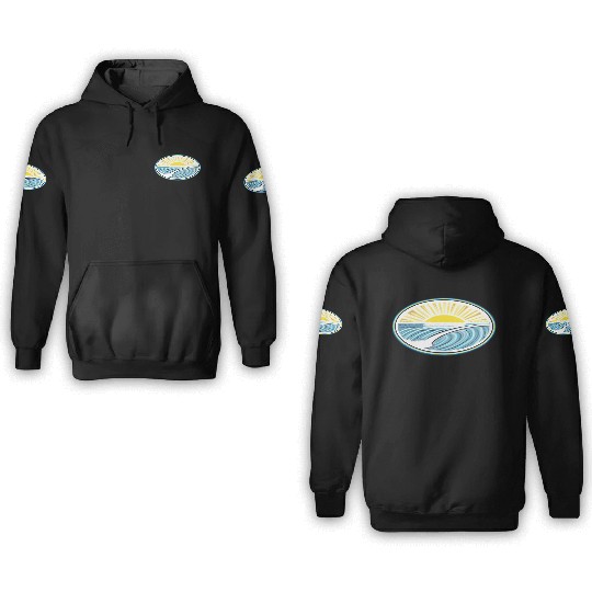 Surf Sunrise Oval 3D Hoodies