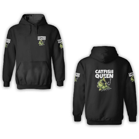 Wels Catfish Design For A Catfish Queen 3D Hoodies