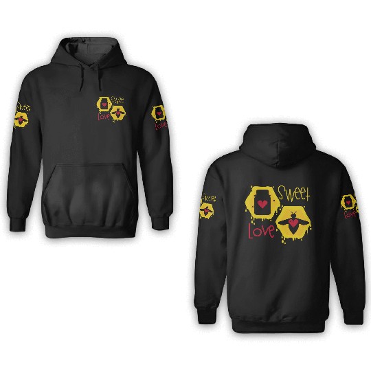 Sweet love yellow honey bee 3D Hoodies