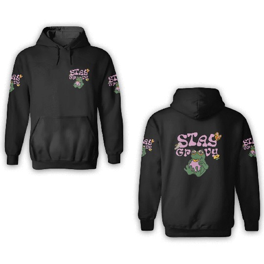 Stay Grvy - Pink Dark Green Typecentric 3D Hoodies