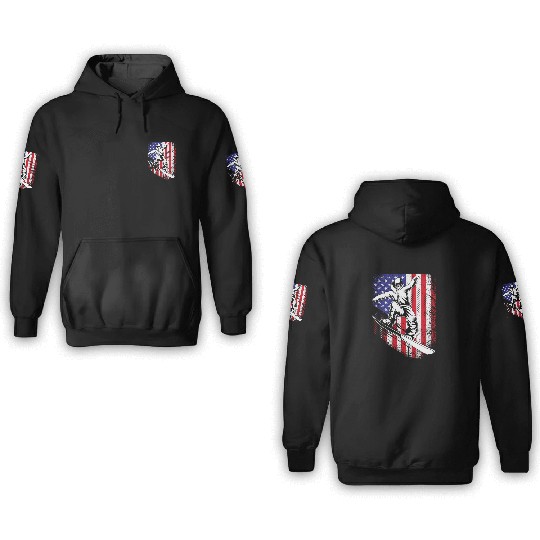Patriotic Snowboarder American Flag Snowboarding 3D Hoodies