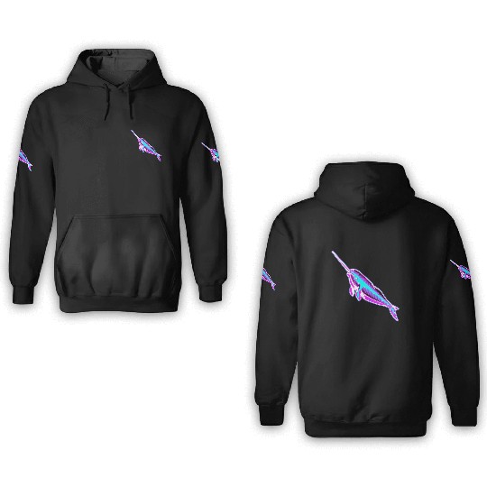 Synthwave Narwhal 3D Hoodies