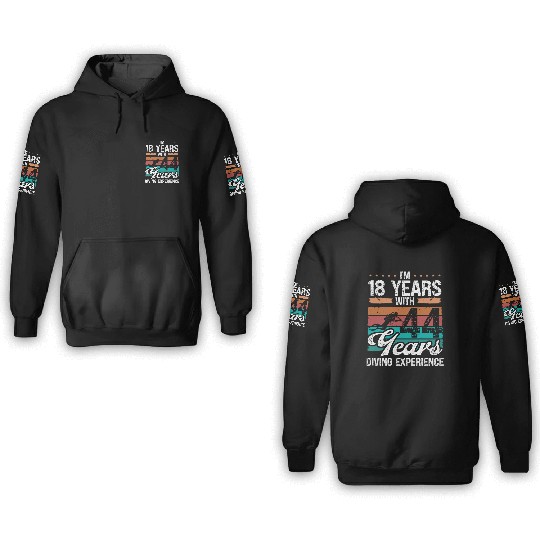 62 Birthday Idea Scuba Diving 62 Year Old Diver 3D Hoodies