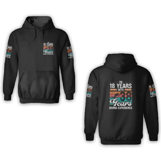 56 Birthday Idea Scuba Diving 56 Year Old Diver 3D Hoodies