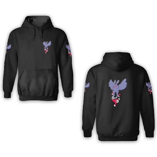 Mothman Abducting Human Goth Cryptid Funny Mothman 3D Hoodies