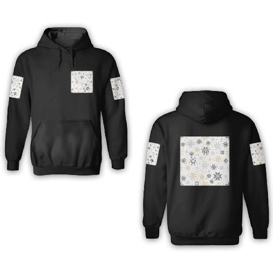 Modern Snowflakes Pattern White Gold 3D Hoodies
