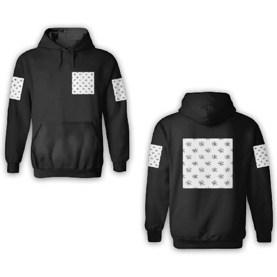 Abstract Snowflakes Pattern White Black 3D Hoodies
