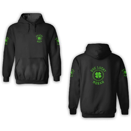 One Lucky Moran Irish Family Four Leaf Clover 3D Hoodies