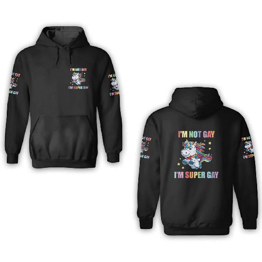 LGBT Funny Rainbow Unicorn Super Gay Lesbian Pride 3D Hoodies