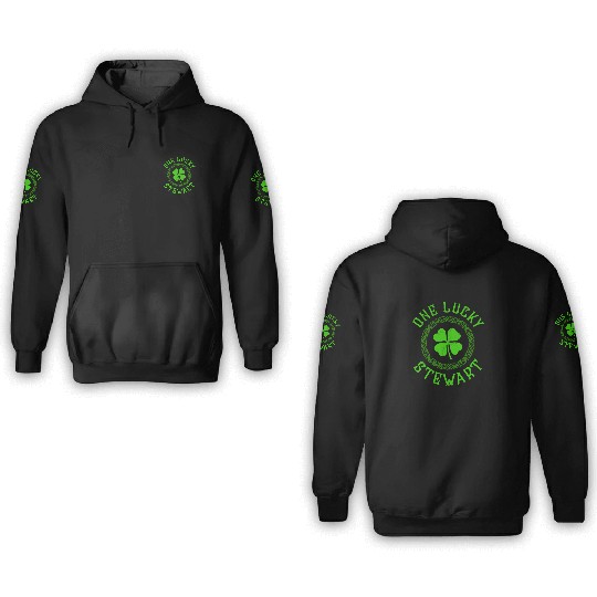 One Lucky Stewart Irish Family Four Leaf Clover 3D Hoodies