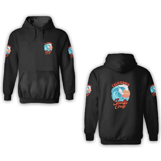 Santa Cruz California Waves Surf Beach 3D Hoodies