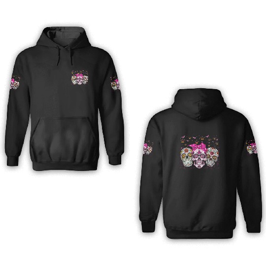 Sugar Skull In October We Wear Pink Breast Cancer 3D Hoodies