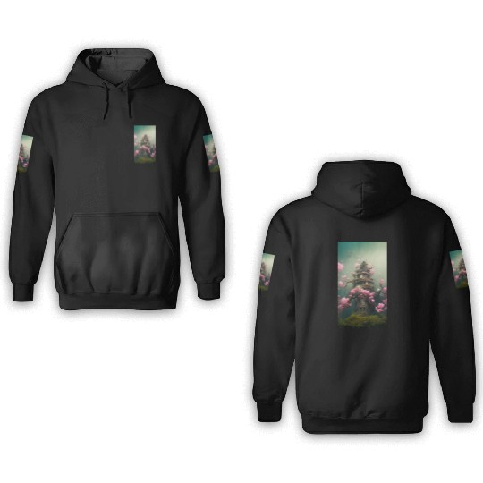 Underwater Sakura Temple 3D Hoodies