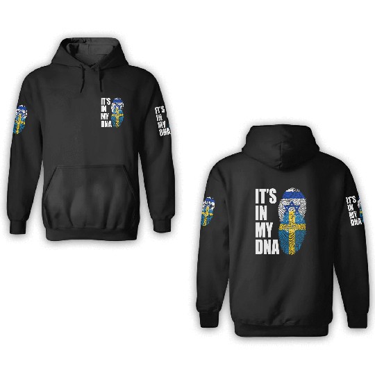 Israel And Swedish Mix Heritage DNA Flag 3D Hoodies