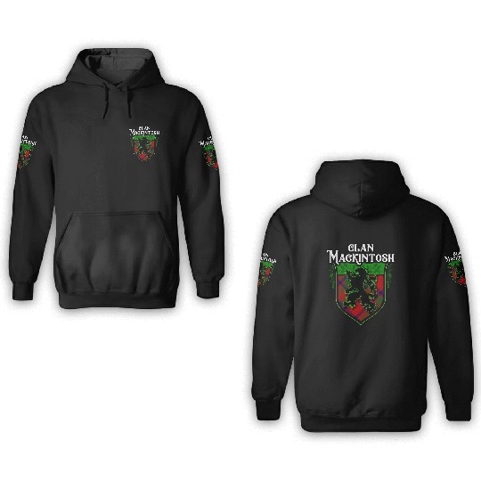 Clan MacKintosh Scottish Tartan Rampant Lion Celts 3D Hoodies