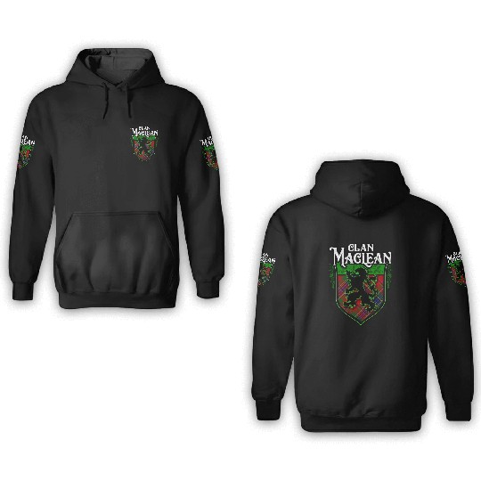 Clan MacLean Scottish Tartan Rampant Lion Celtic 3D Hoodies