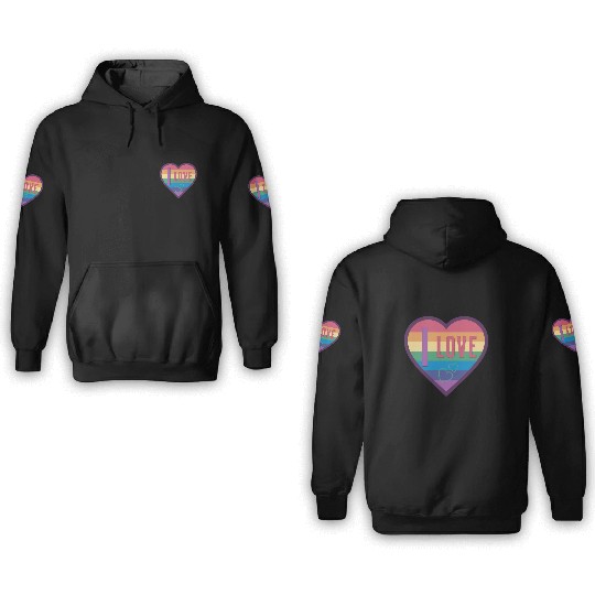 colorful heart rainbow unisex love for everyone 3D Hoodies