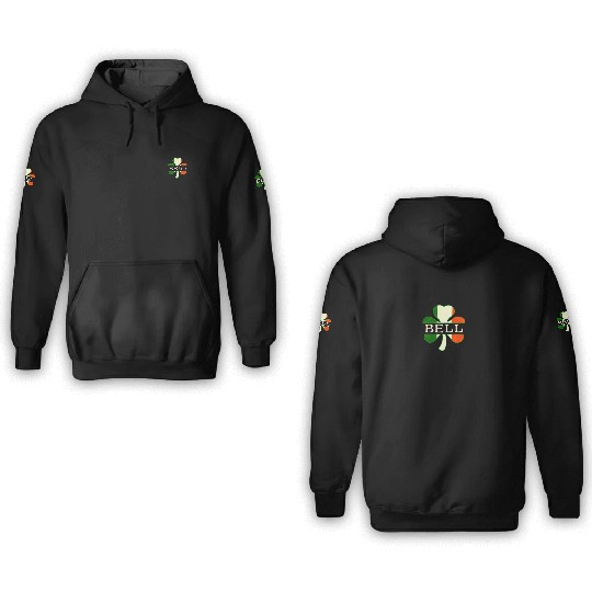 Bell Irish Surname Ireland Flag Shamrock 3D Hoodies
