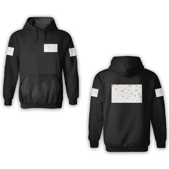 Elegant Snowflakes White Gold Silver 3D Hoodies