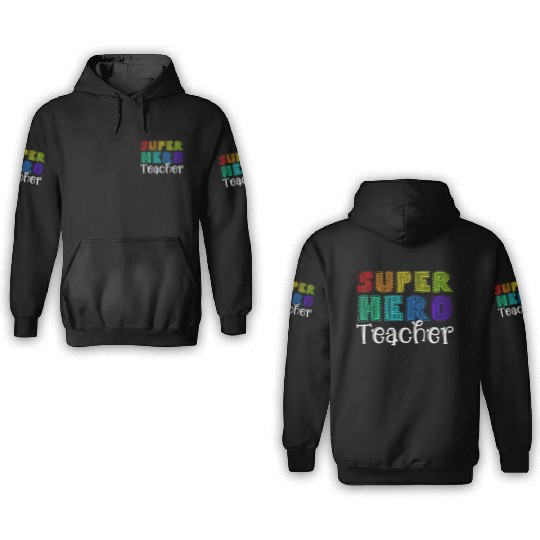 Multicolor Retro Teacher Superhero 3D Hoodies