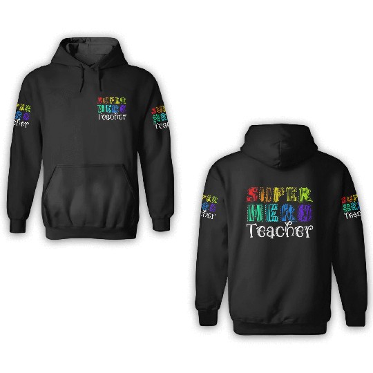 Multicolor Retro Teacher Superhero 3D Hoodies
