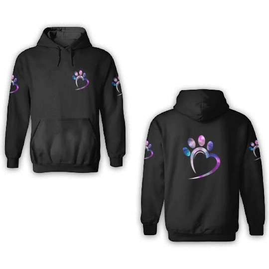Galaxy Cat Paw Heart Cat Lover 3D Hoodies