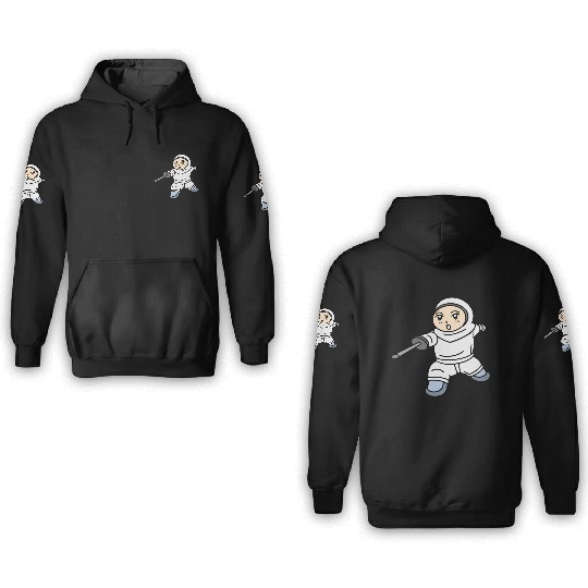 Cartoon kid fencing 3D Hoodies