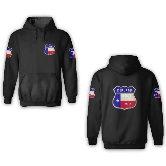 Midland Texas crest flag design 3D Hoodies