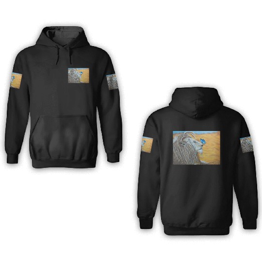 Rasta lion and blue butterfly 3D Hoodies