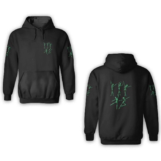 Green Dancing Skeleton 3D Hoodies