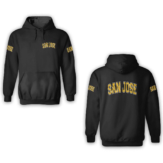 San Jose Varsity Style Amber Text 3D Hoodies