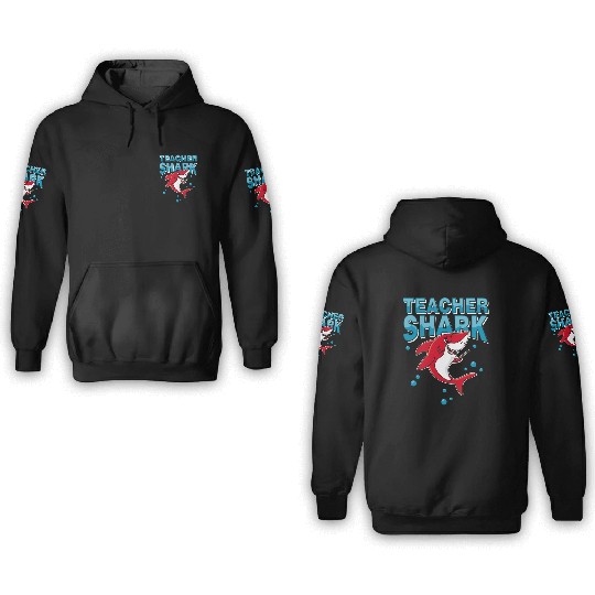 Teacher shark .. school student lessons enrollment 3D Hoodies