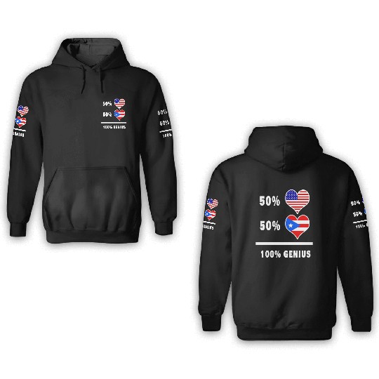 USA and Puerto Rico genius flag design 3D Hoodies