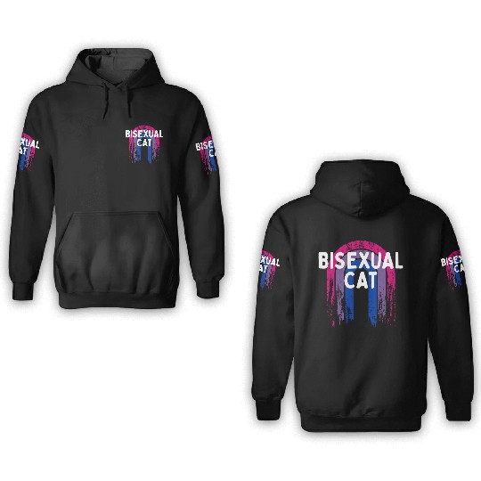 Bisexual Cat Bi LGBTQ Bi Pride LGBT Funny Animal 3D Hoodies