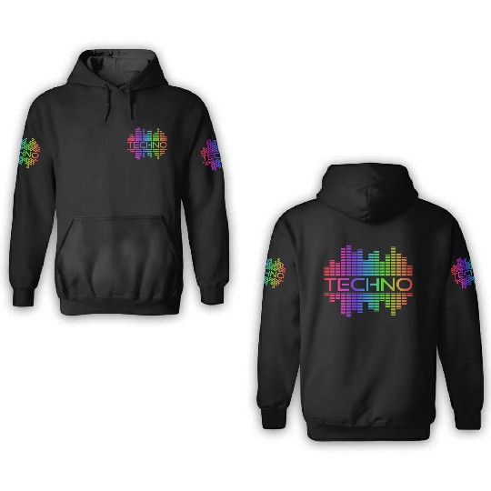 Techno Music Rainbow Spectrum Hard Dark Acid 3D Hoodies