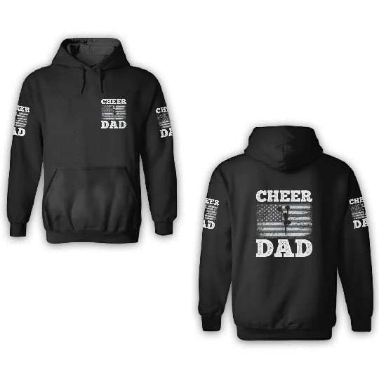 Cheer Dad American Flag Vintage Funny Cheerleader 3D Hoodies