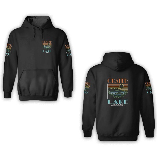 Crater Lake Oregon National Park Retro Crater Lake 3D Hoodies