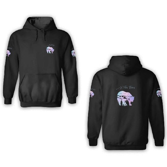 Winter stories Bear Trees Pastel Rainbow 3D Hoodies