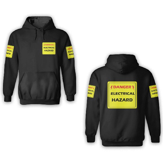 Danger Electrical Hazard Yellow warning Label 3D Hoodies