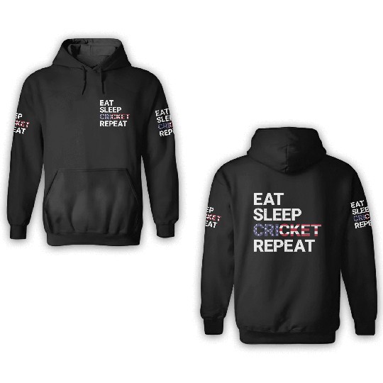 Eat Sleep Cricket Repeat USA Flag Sports Gift 3D Hoodies