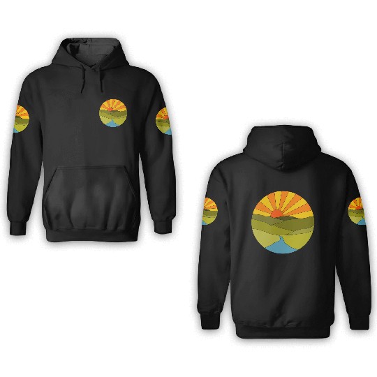 Sunrise geometrical 3D Hoodies