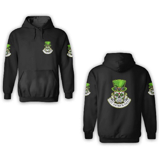 Sugar Skull | St Patrick Day | Lucky Charm Irish 3D Hoodies