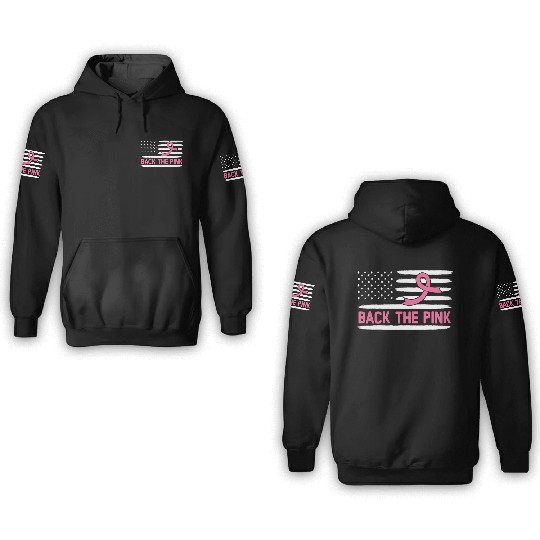 USA Flag Breast Cancer Awareness 3D Hoodies