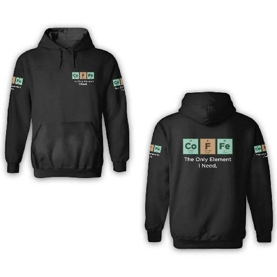 Periodic Table Coffee Color 4 3D Hoodies
