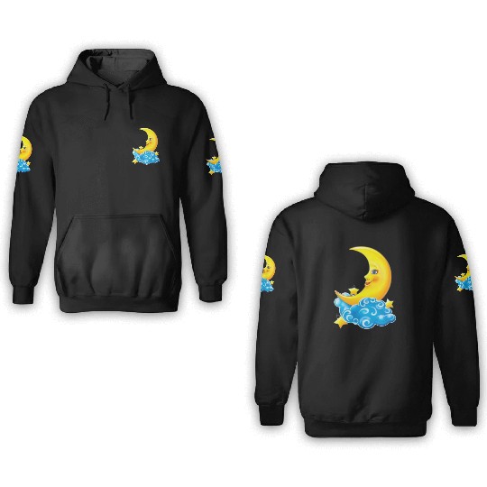 dessin de croissant de lune 3D Hoodies