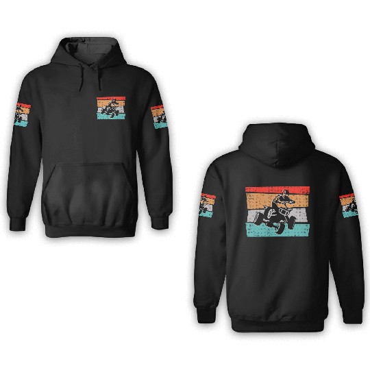 ATV Bike Retro Design Offroad 4 wheeler Quad 3D Hoodies